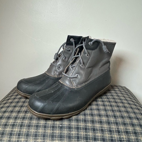 Sperry Men's Black and Gray Rain Boots - Picture 1 of 5